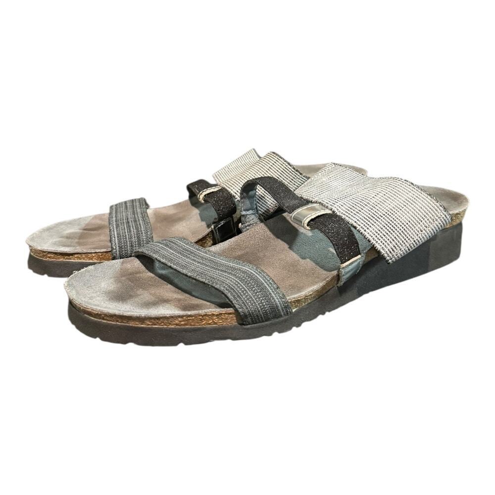 Naot Women’s Brenda Gray Wedge Sandals Size 40 US 9 Comfort Casual Slip On Shoe